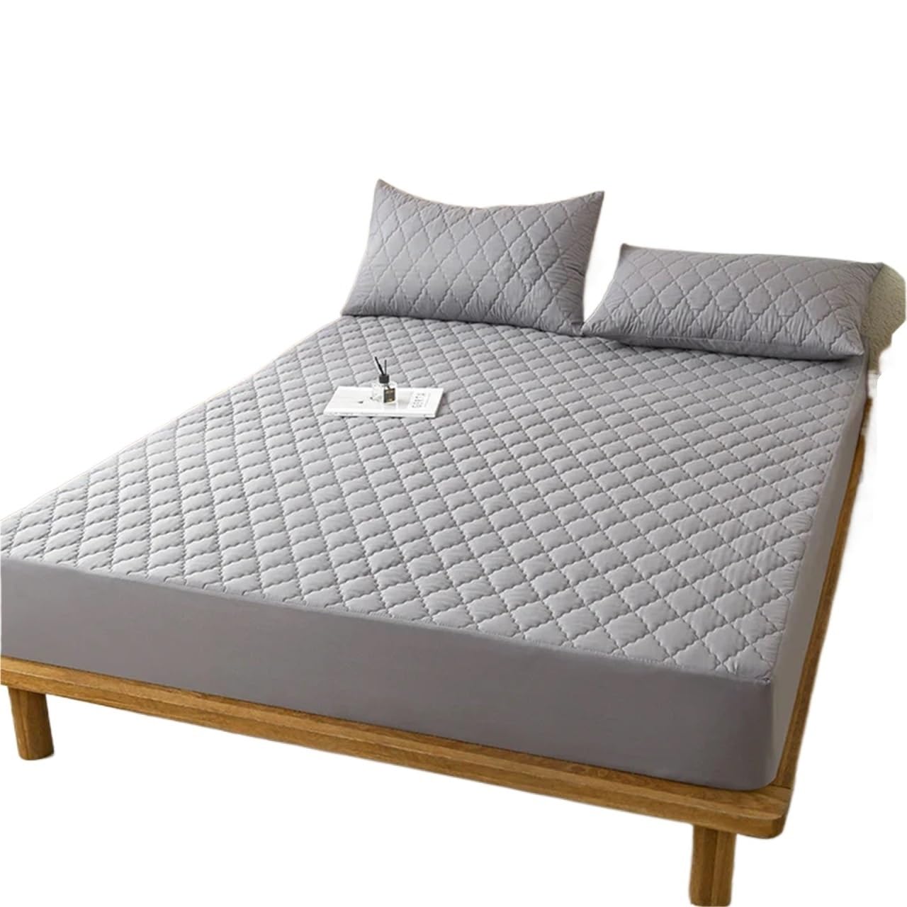 WAJJWI Mattress Cover Waterproof Cotton Mattress Cover, Mattress Cover, Bed Replacement Protector, Single, Double, Muti Size Bed Sheets(No Pillowcase)(Gray,90x200x30cm)