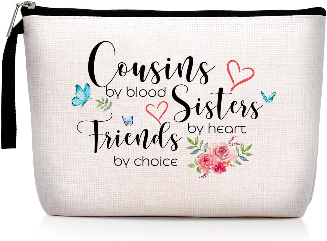 Cousin Gifts for Women Makeup Bag , Cousin Birthday Gift Cousins by Blood