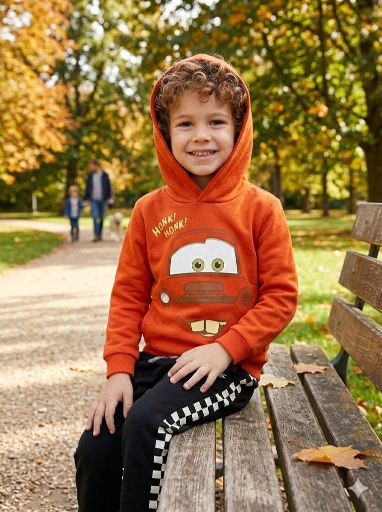 Disney Tuta da bambino bambino Cars, con cappuccio e pantaloni Lightning McQueen o Martin 18 mesi – 8 anni