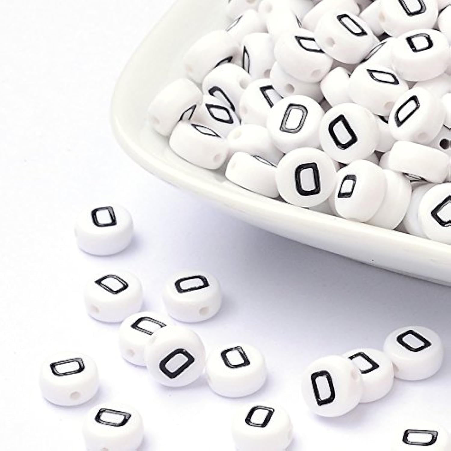 Handicraft Emporium | Flat Round Alphabet Acrylic Beads | Approx 50g / 350 Pieces | D — image 1