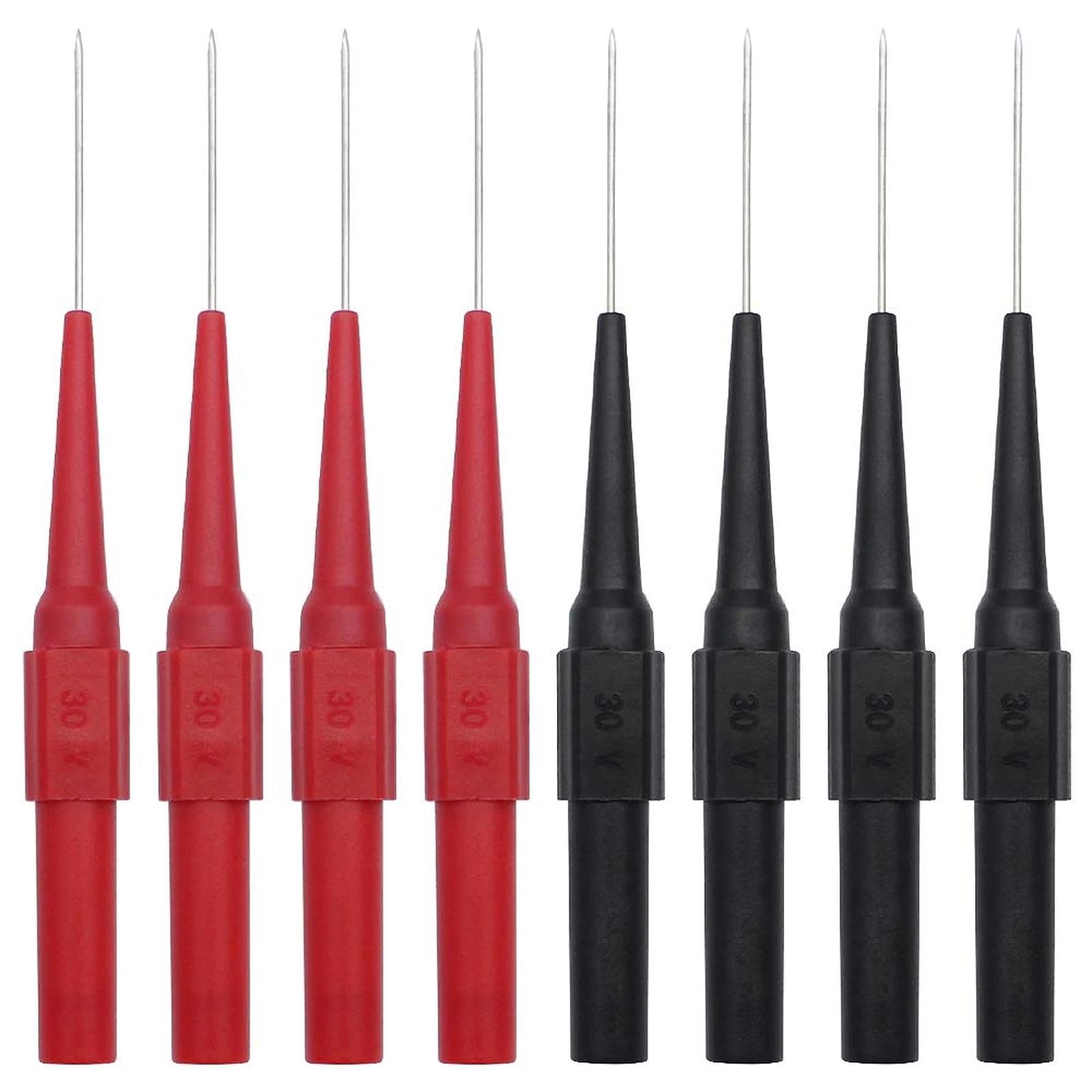 – 8Pcs 0.7mm Multimeter Probes Needle Test Probe Copper Probes Test Lead Probe for Multimeter Automotive Industrial Socket Automotive Telecommunications Industrial 4mm Jack Socket (Red & Black)