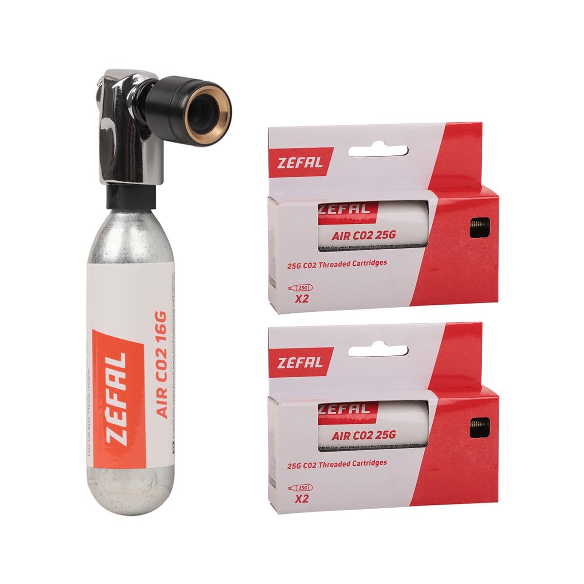 ZEFAL Pack EZ Big Shot Gonfiatore Bici Cartucce CO2 Filettatura Universale Pompa CO2 Mountain Bike Strada Presta Schrader Dunlop Compatta Leggera