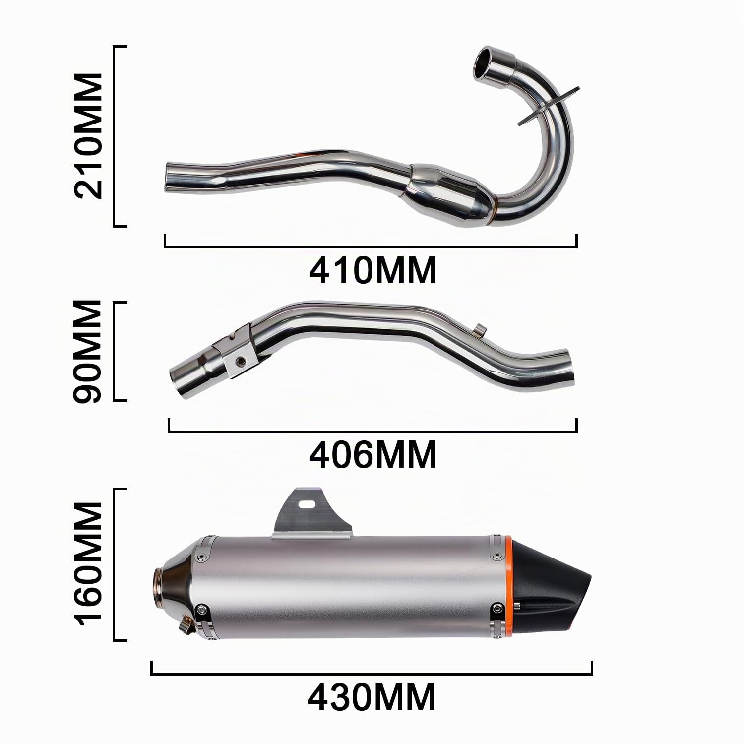 Motorrad Slip-On Auspuff Full System 43cm 3,8cm For CRF150F CRF230F 2003-2013 Titanium
