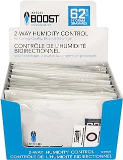 Integra Boost - 62% RH Level - 67 Gram Size - Two-Way Humidity Control Pack - Incl. Replacement Indicator Cards - Food Storage & Herbs Moisture Balancer For Up to 1 LB (Pack of 12)