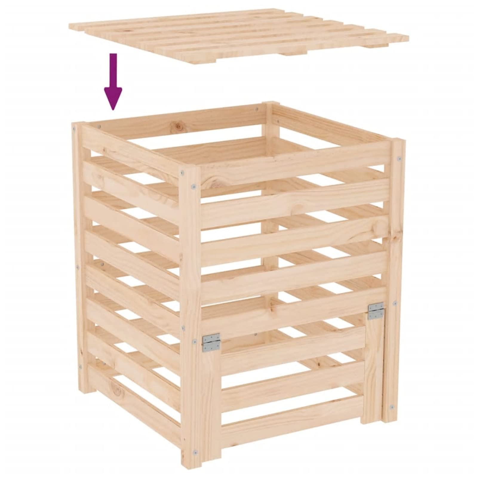 Compostiera 63,5x63,5x77,5 cm in Legno Massello di Pino,Compostiera,Compostiera da Giardino,Compostiera da Balcone/Cucina/Domestica