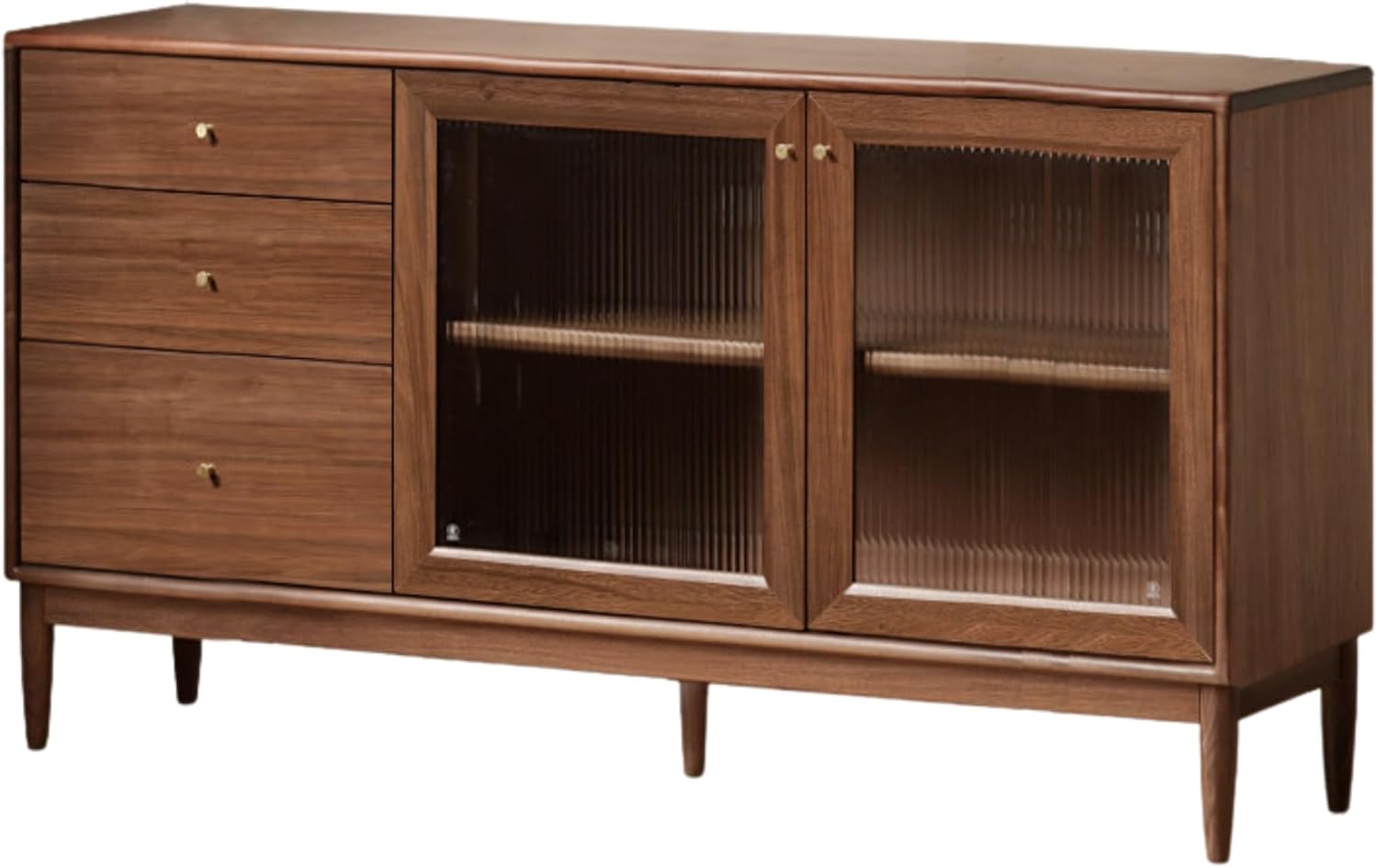 GVAwood Black Walnut, South American Walnut, Catalpa Solid Wood Sideboard, Buffet Cabinet 49.2×15.7×33.5 inch / 125×40×85 cm/Walnut Color/Catalpa Solid Wood Sideboard