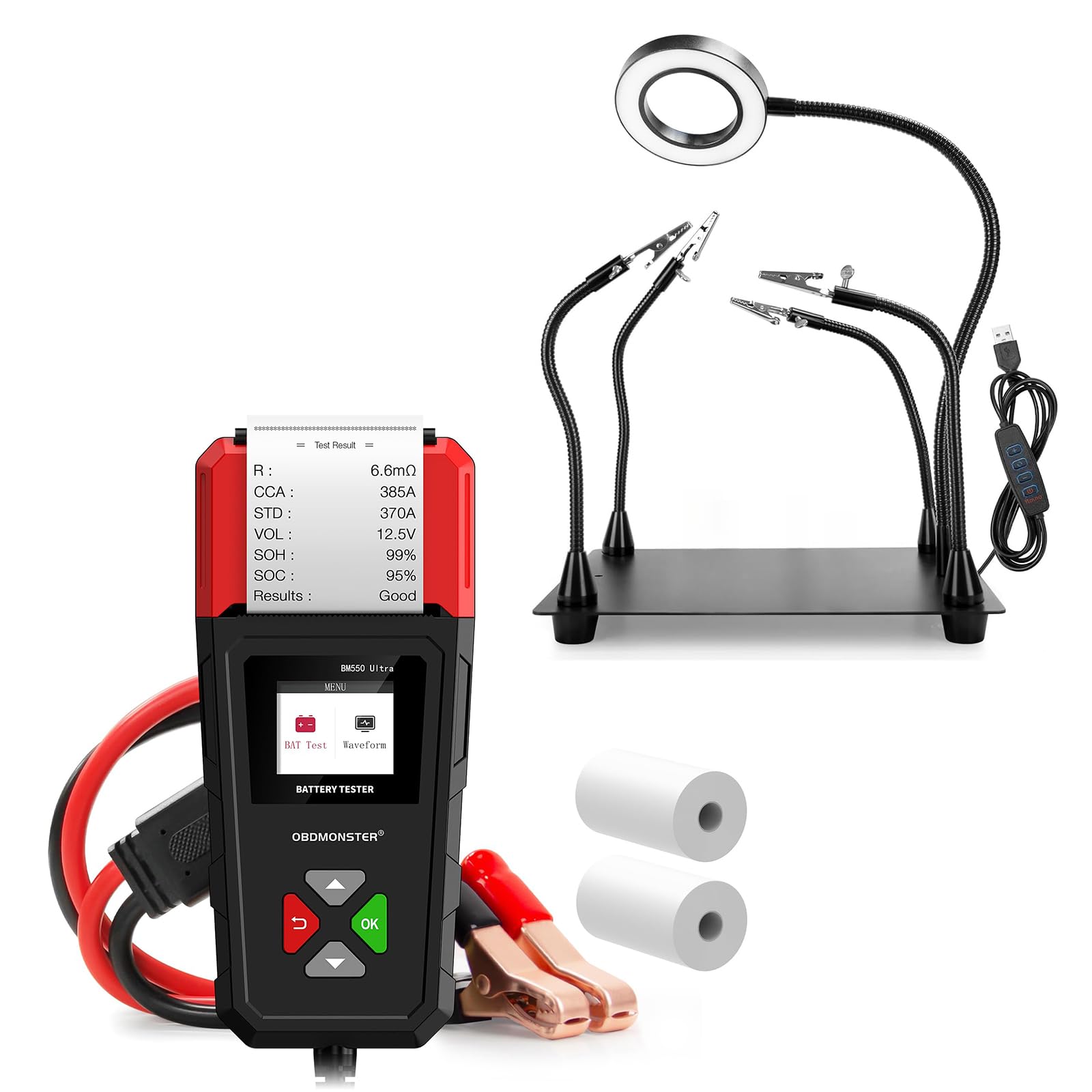 Helping Hands Soldering+Car Battery Tester with Printer 6V/12V/24V