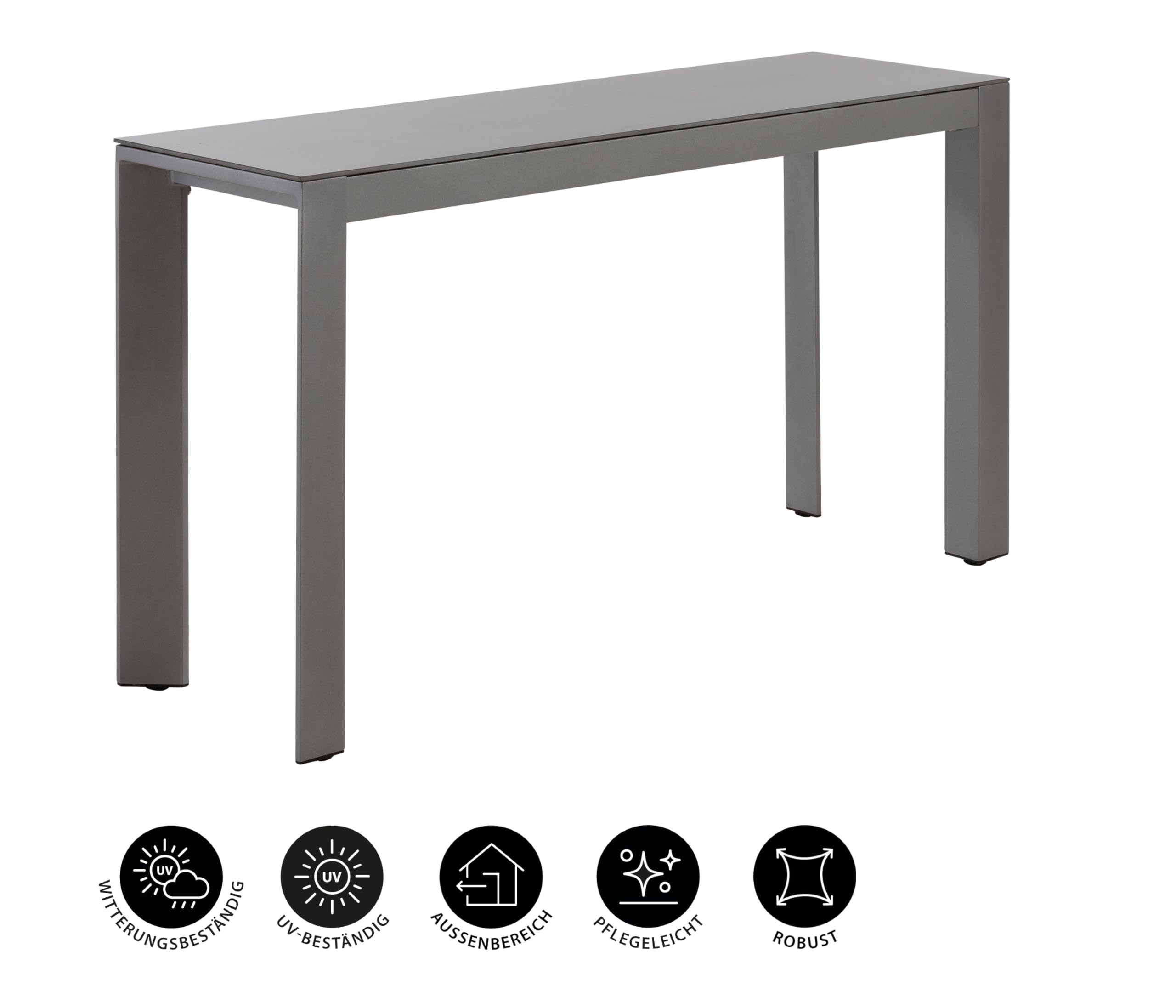 Dehner Gartentisch Chicago, grau, 133.5 x 75 x 42 cm