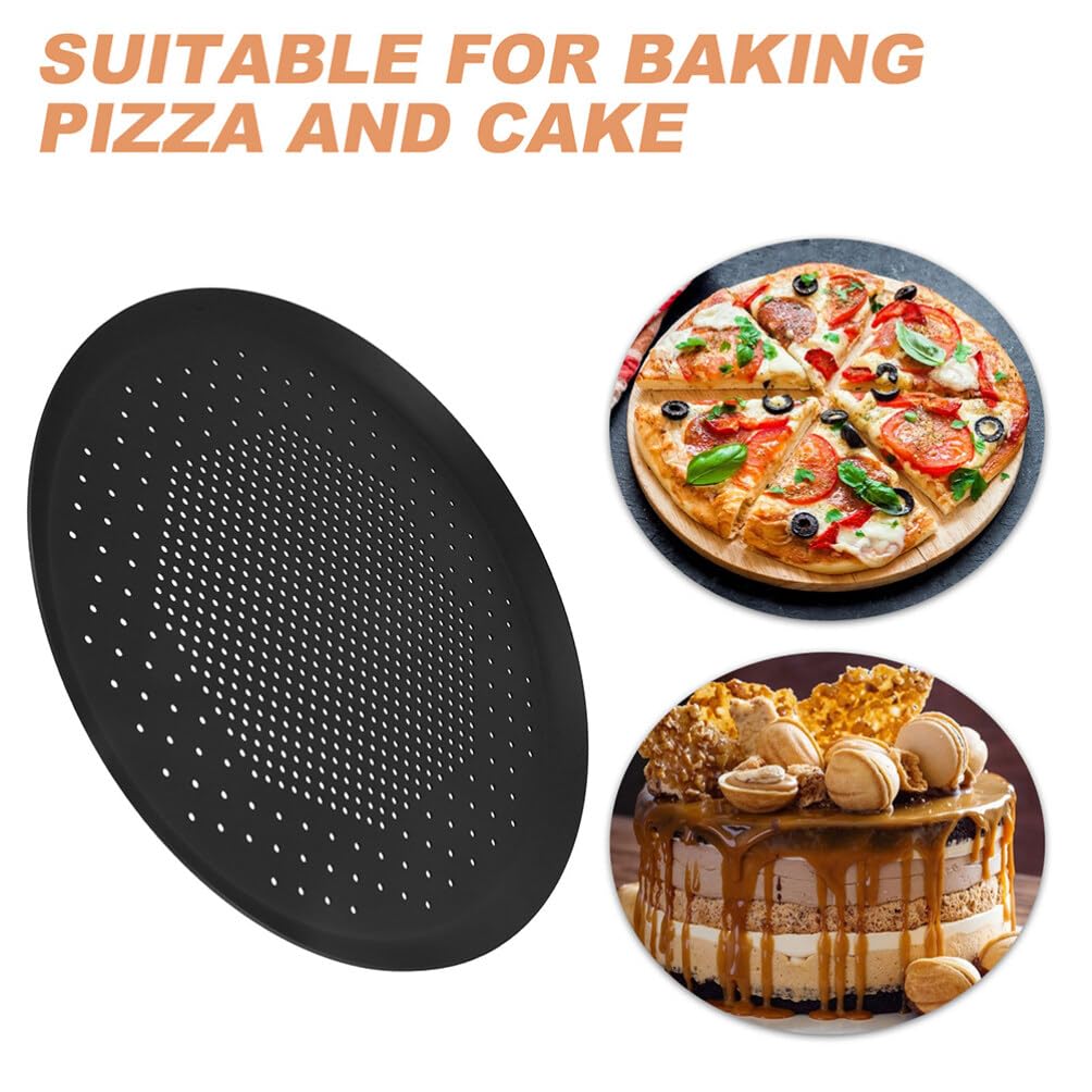 Luxshiny Teglia Pizza Rotonda Maglia Fine Teglia Pizza in Lega di Alluminio da Antiaderente Facile da Pulare per Forno o Vapore