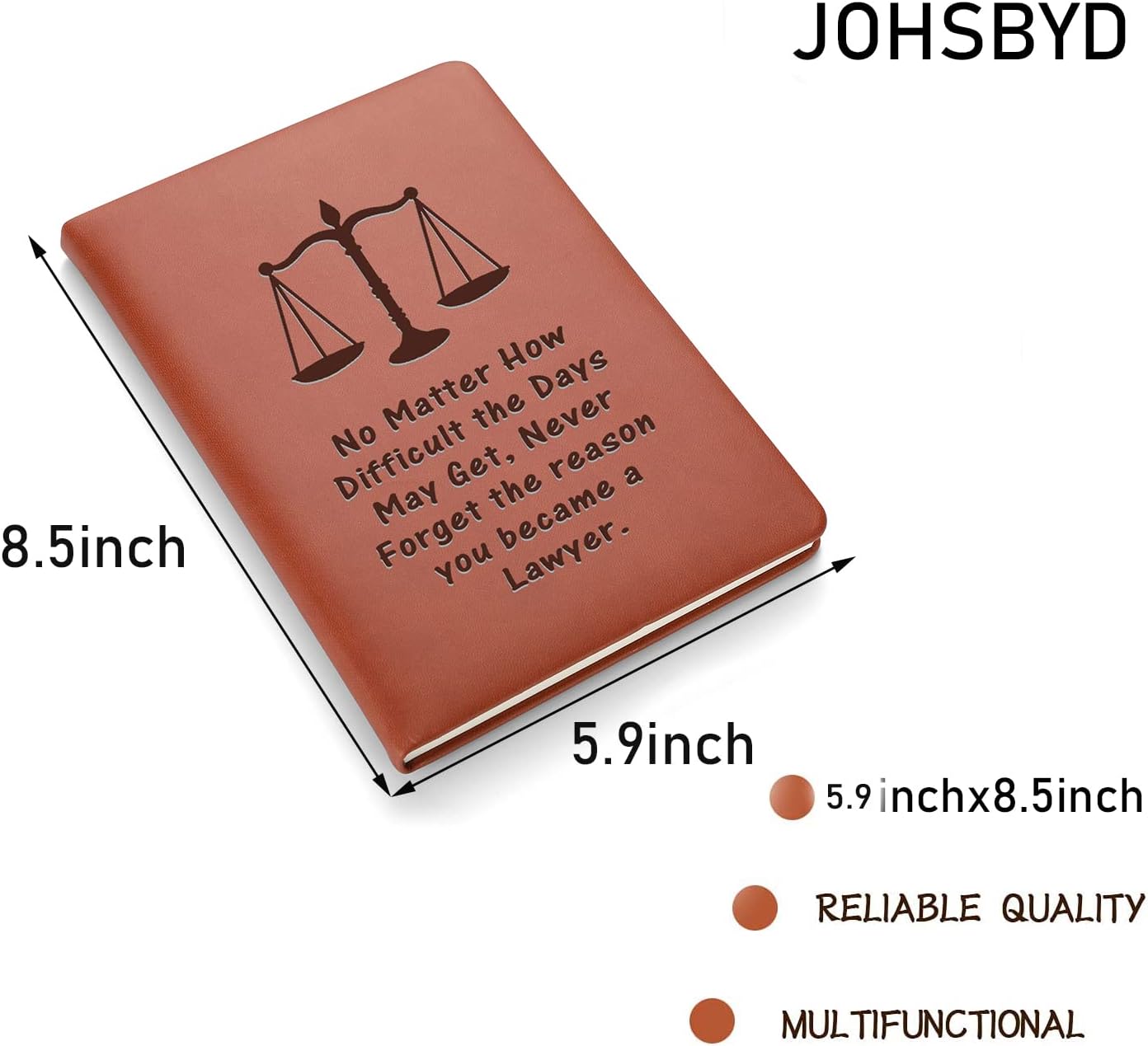 Lawyer Gifts Leather Notebook Always Remember You’re Braver Than You Believe Leather Notebook Law School Graduation Gifts Future Lawyer Gifts Birthday Appreciation Retirement Gift (No Matter) - Image 2