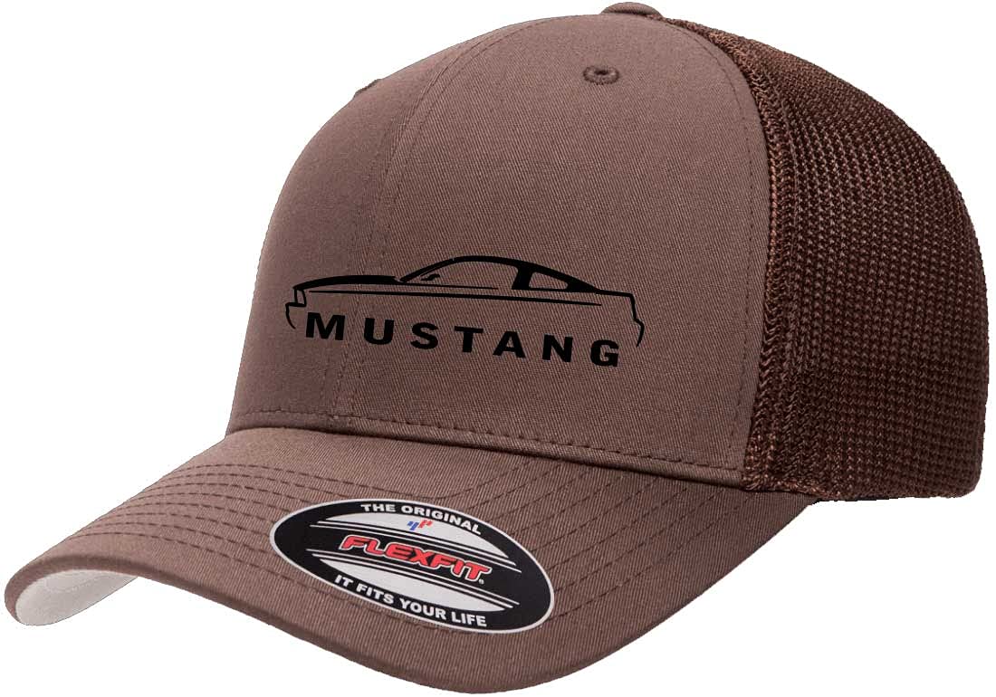 2005-09 Ford Mustang Hardtop Classic Outline Design Flexfit 6511 Trucker Mesh Fitted Cap