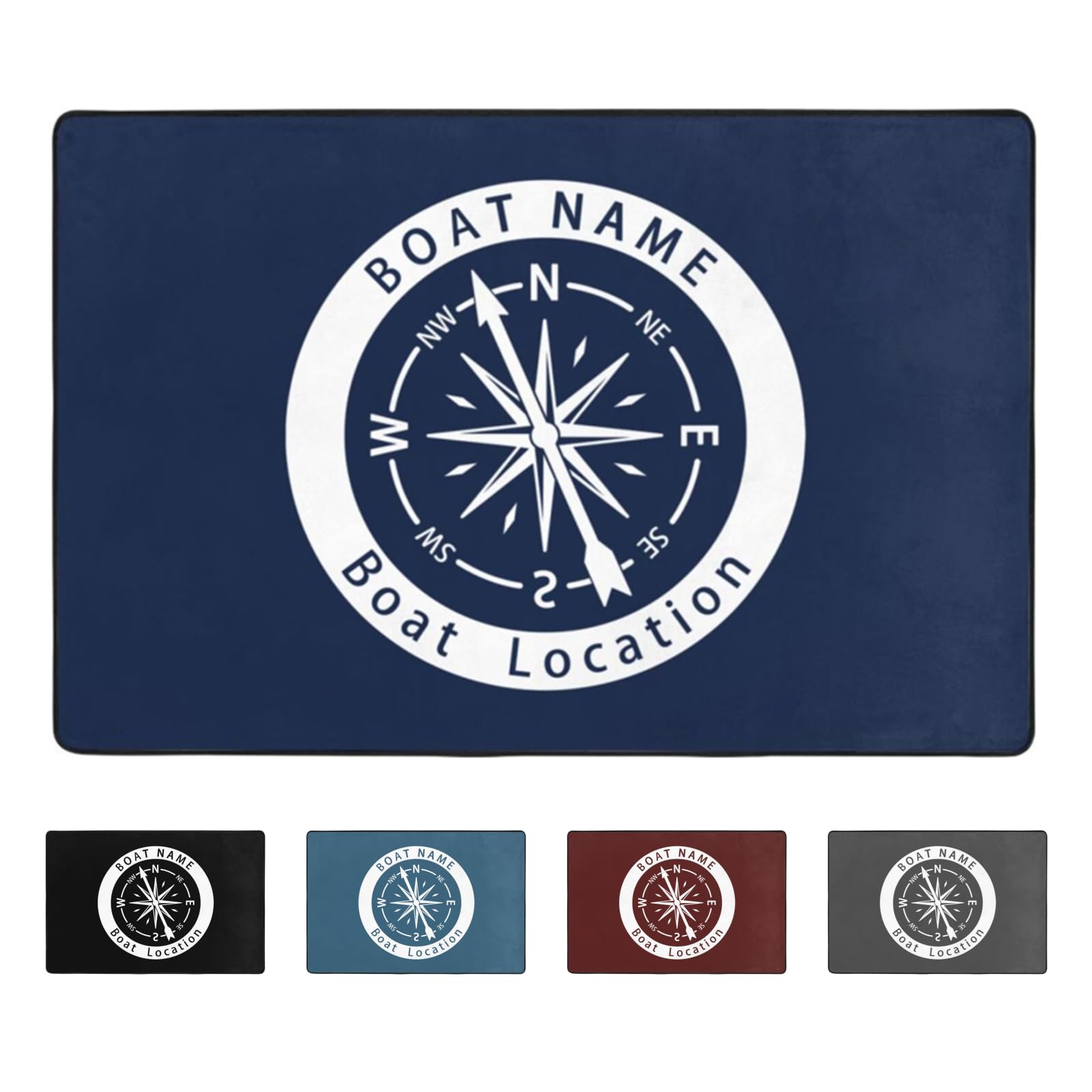 VWCSDSCS Personalized Compass Welcome Doormat with Name and Location, Custom Nautical Floor Mat for Porch Insider,Bedroom,Living Room, Compass Mats for Boats, Mat for Fishing Boat, Yacht, Ship