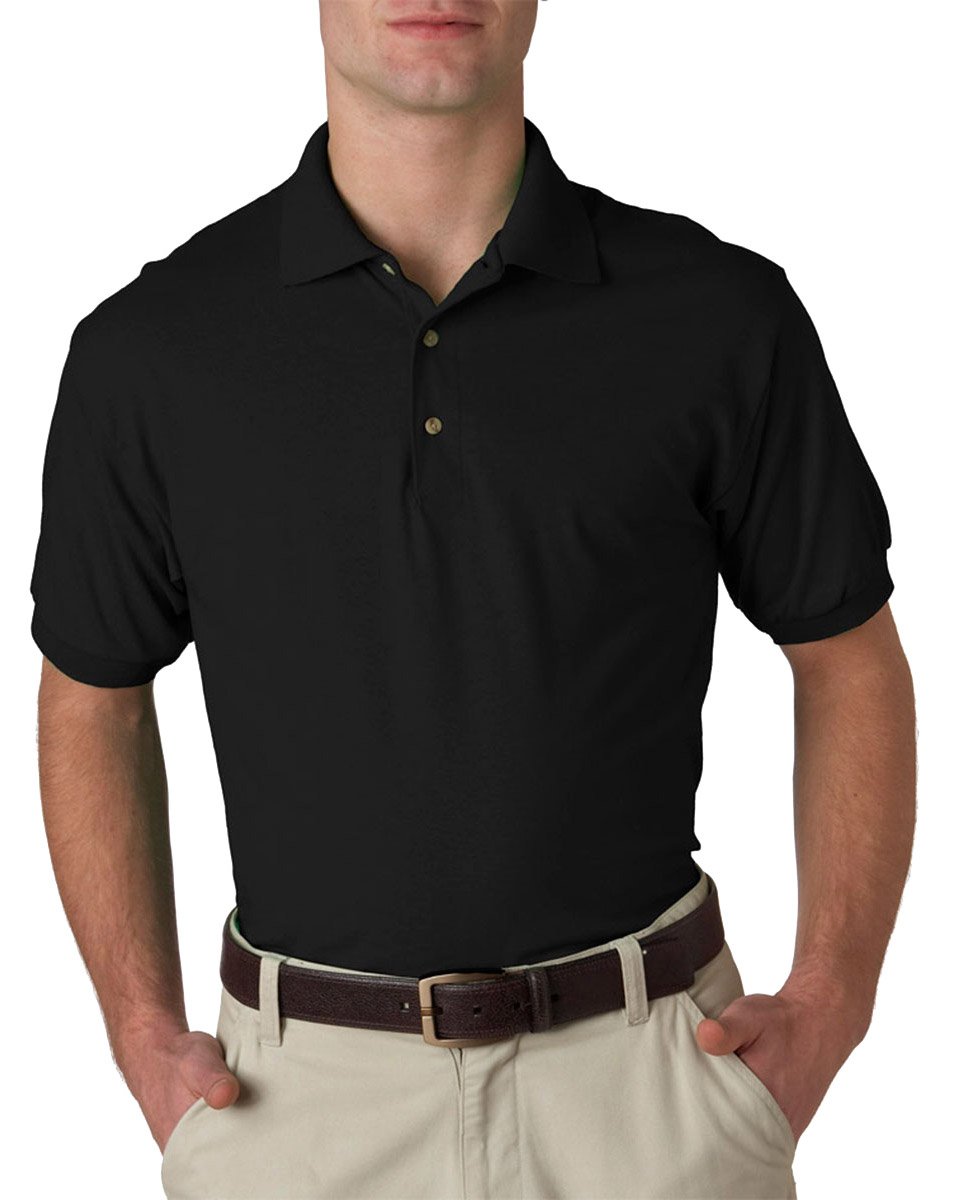 Gildan Men's Moisture Wicking Polo Sport Jersey, Black, XX-Large. (Pack of 5)