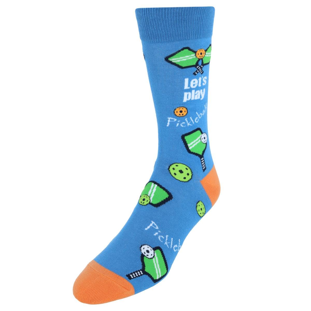 CTM Men's Novelty Let's Play Pickleball Soft Socks (1 Pair), Blue