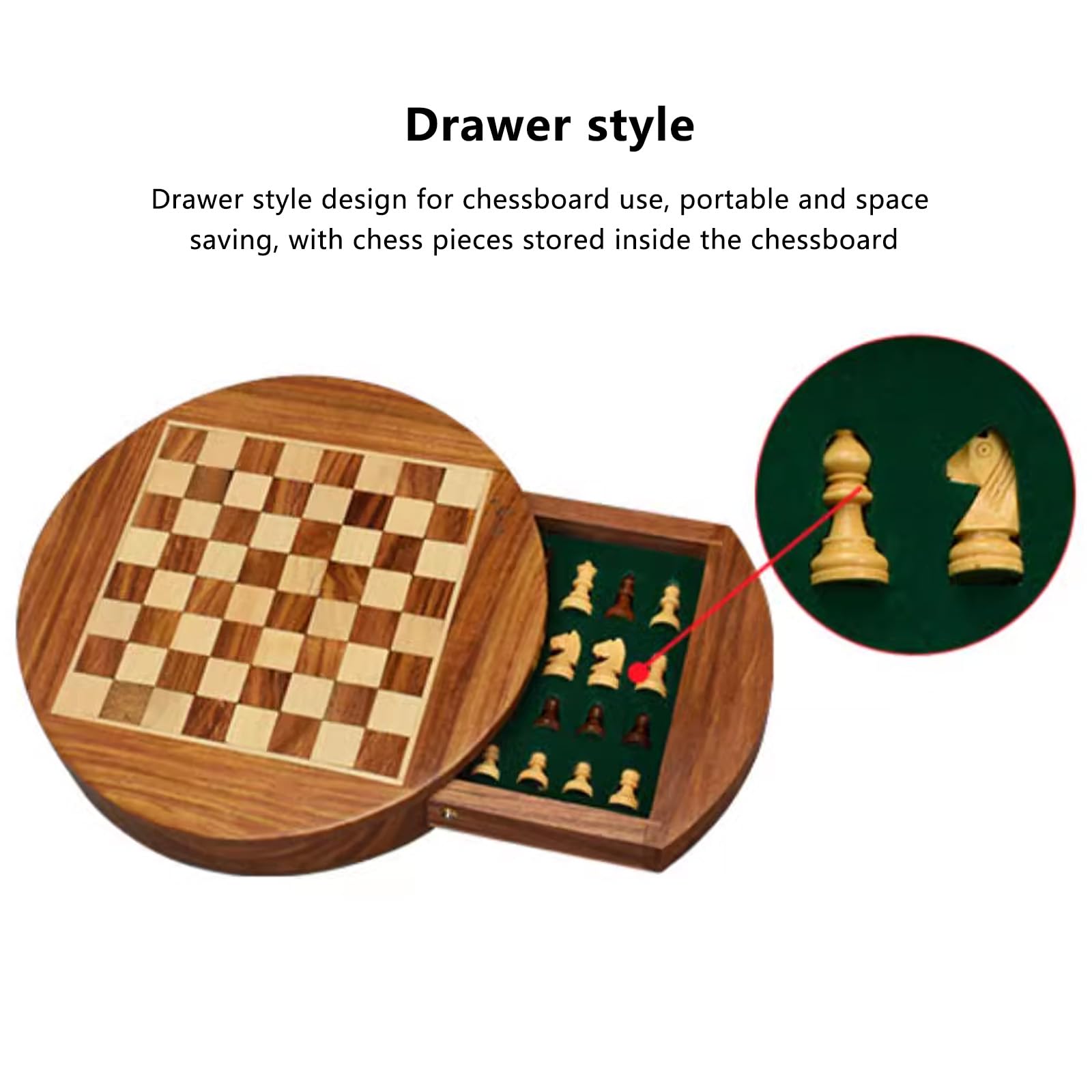 Scacchiera in Legno,8.9" Scacchiera Portatile Con pezzi di scacchi e cassetti di stoccaggio incorporati, Facile da trasportare,Scacchiera Magnetica in Legno per Scacchi Per I Principianti E Adulti