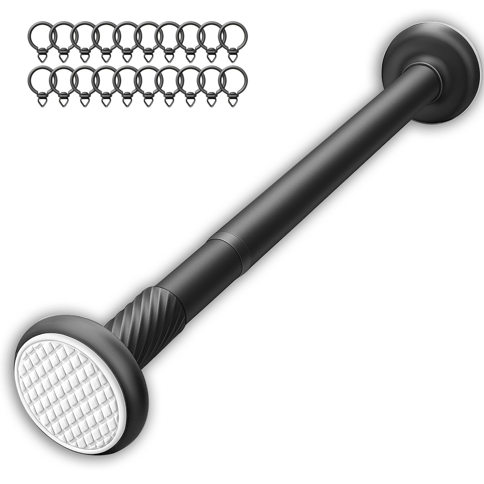 YXXSDP Tubo Asta Barra Appendiabiti Aste per Appendere i Vestiti, Asta di Tensione in Acciaio Inossidabile, Organizer per Barre per armadi Regolabili Senza gradini(Black,2.4-3.1 m (94-122 Inches))
