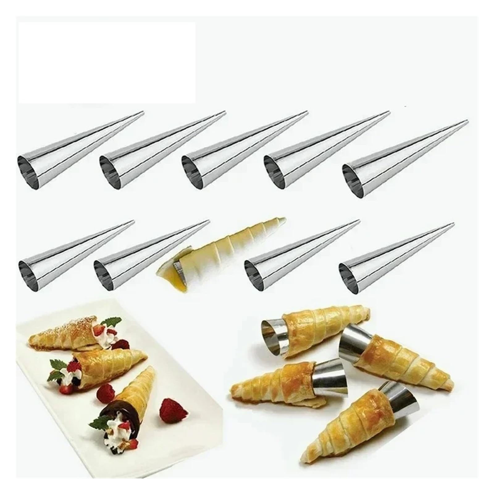 Moules à tube conique pour croissants en spirale et corne de crème pâtissière
