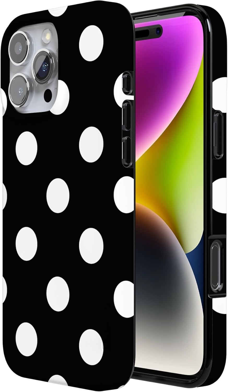 Casely iPhone 16 Pro Case | High Contrast | Black Polka Dot | Compatible with MagSafe | Classic Ultra Slim Design