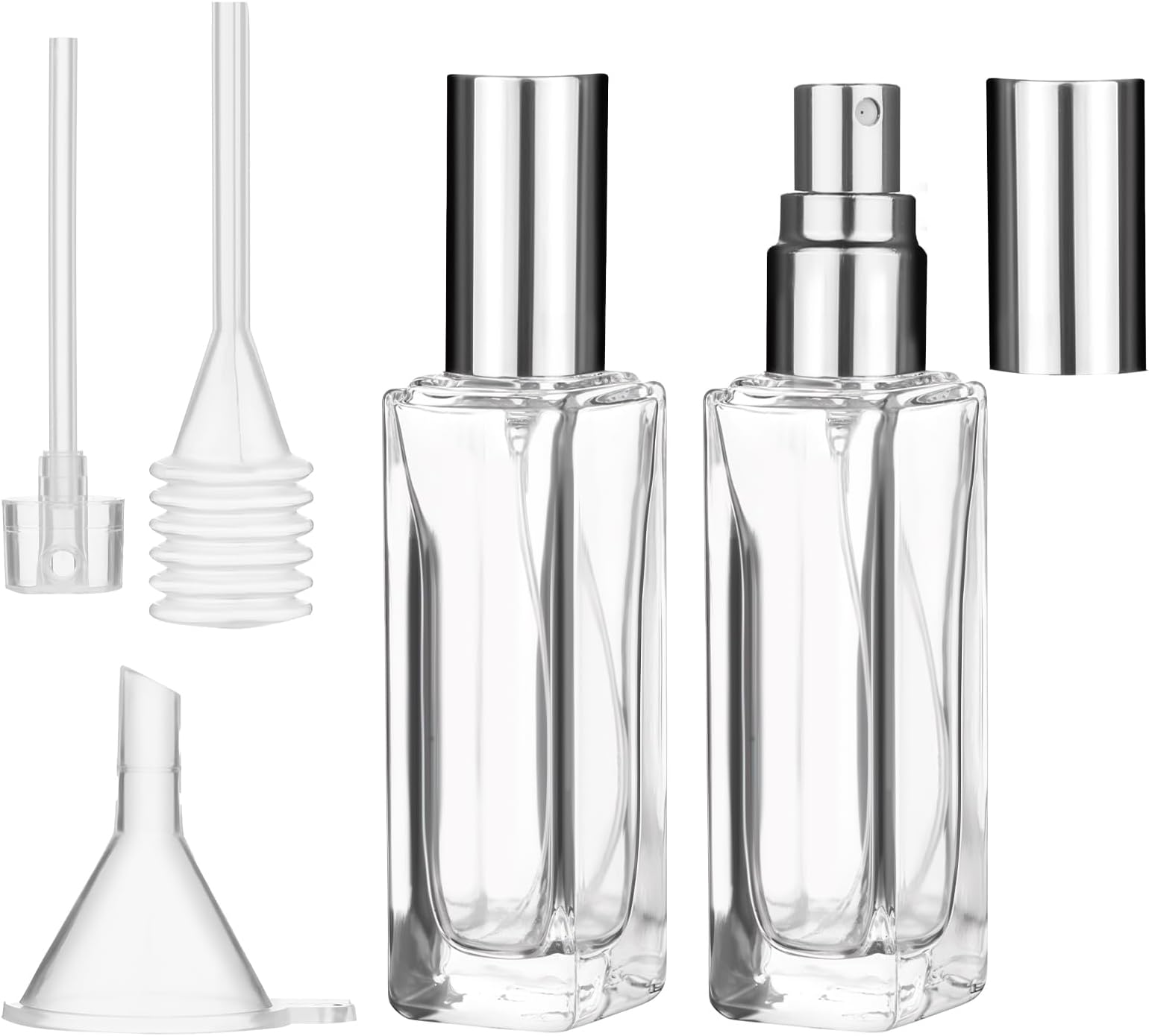 20ml Refillable Perfume Bottle Travel, 2 Pcs Portable Bottle Refillable Perfume Spray Mini Glass Spray Bottles Dispenser Fragrance Container with Funnel Pipettes Dispensers