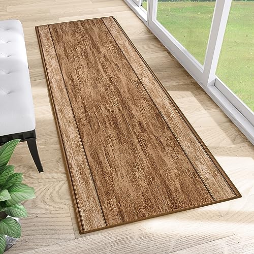 TAPISO Anti Rutsch Teppich Läufer rutschfest Brücke Meterware Modern Hellbraun Creme Streifen Meiliert Design Flur Küche Wohnzimmer Diele… – Ansicht 1