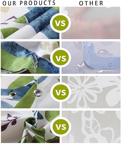 Miniatura 6 de Cortina de ducha impermeable con estampado de flores de prado, libélula, tela de poliéster, cortina de baño para el hogar, hotel, apartamento, baño,