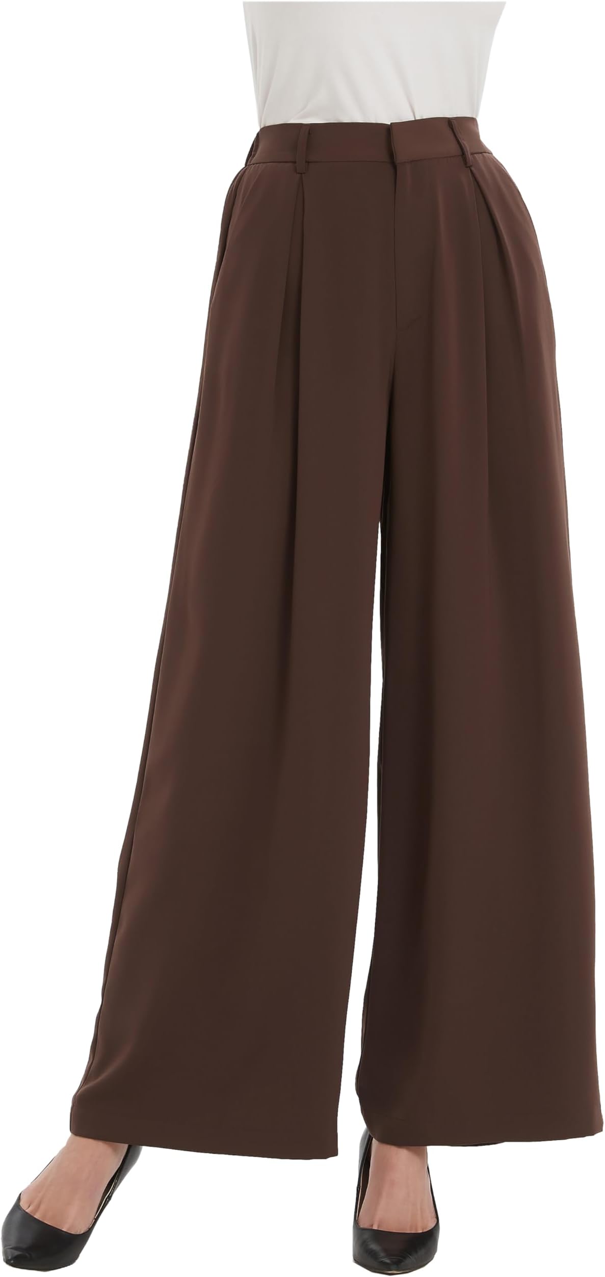 Tronjori Women High Waist Casual Wide Leg Long Palazzo Pants Trousers Regular Size