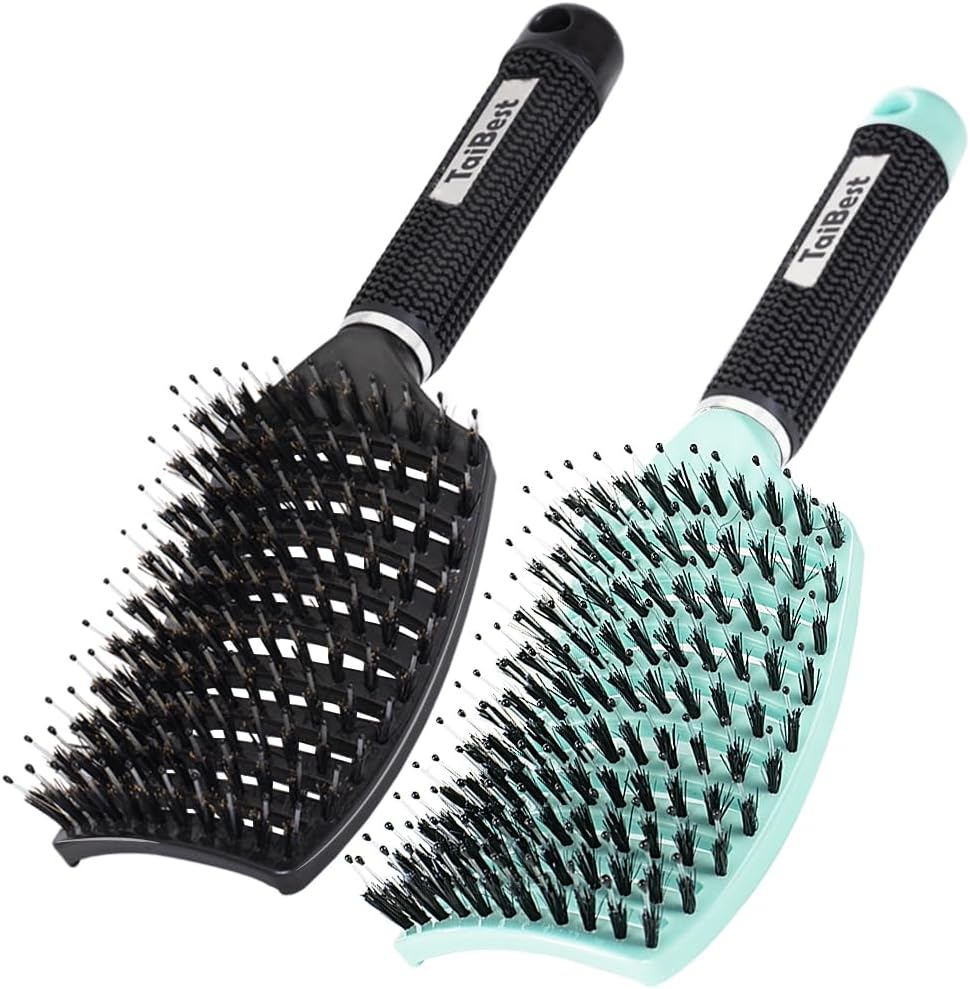 Boar Bristle Hair Brush Set – Wet/Dry Detangler for All Hair Types