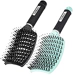 TaiBest Boar Bristle Hair Brush Set - Dry/Wet Hair Brush Detangler for Fine, Thick, Curly Hair - Curved and Vented Hair Brush for Women, Men or Kids