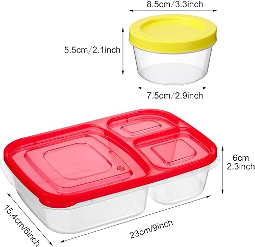 Miniatura 3 de Tanlade 6 recipientes de plástico de 37 onzas con 12 recipientes de almacenamiento de alimentos reutilizables de 7 onzas, fiambrera, tarros de