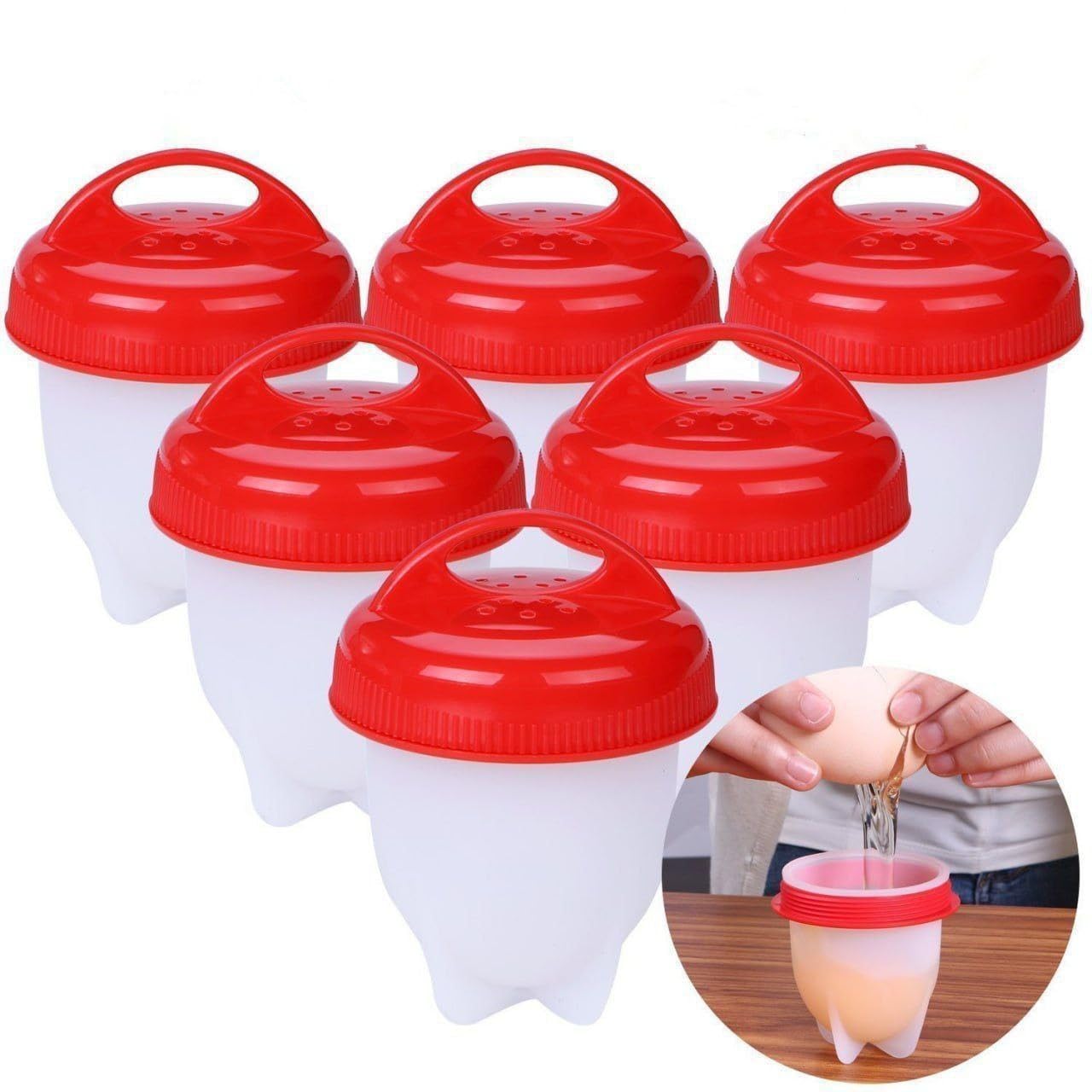 VIDORA 6 PCS Eggs Cooker, Silicone Egg Boil, Hard Boiled Eggs without the Shell, Non-stick Egg Boiler Poachers Egg Holder Cups Fast Cooking Breakfast Sandwiches Kitchen Gadget Tool for Egg Making-image-31