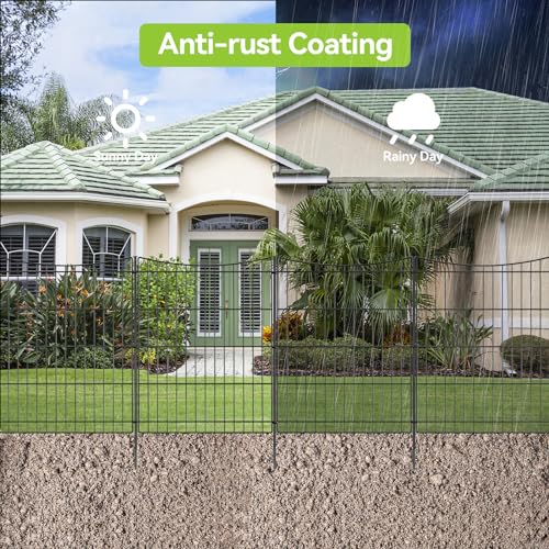 INJOPEXI Decorative Garden Fence 6 Panels 11.8ft(L)×30in(H) Garden Fences Outdoor with 6 Panels Rustproof Metal Wire No Dig Temporary Animal Barrier Fencing for Backyard Patio - Without Fence Gate - Thumbnail 4
