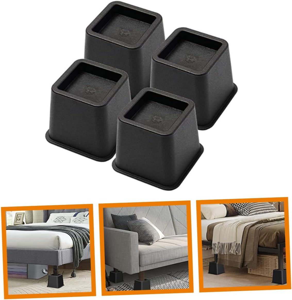 MAGICLULU 4pcs Bed Leg Risers for Heavy Duty Couch Stackable Furniture Lifters Non-Slip Pads Furniture Risers for Bed Table Desk Legs