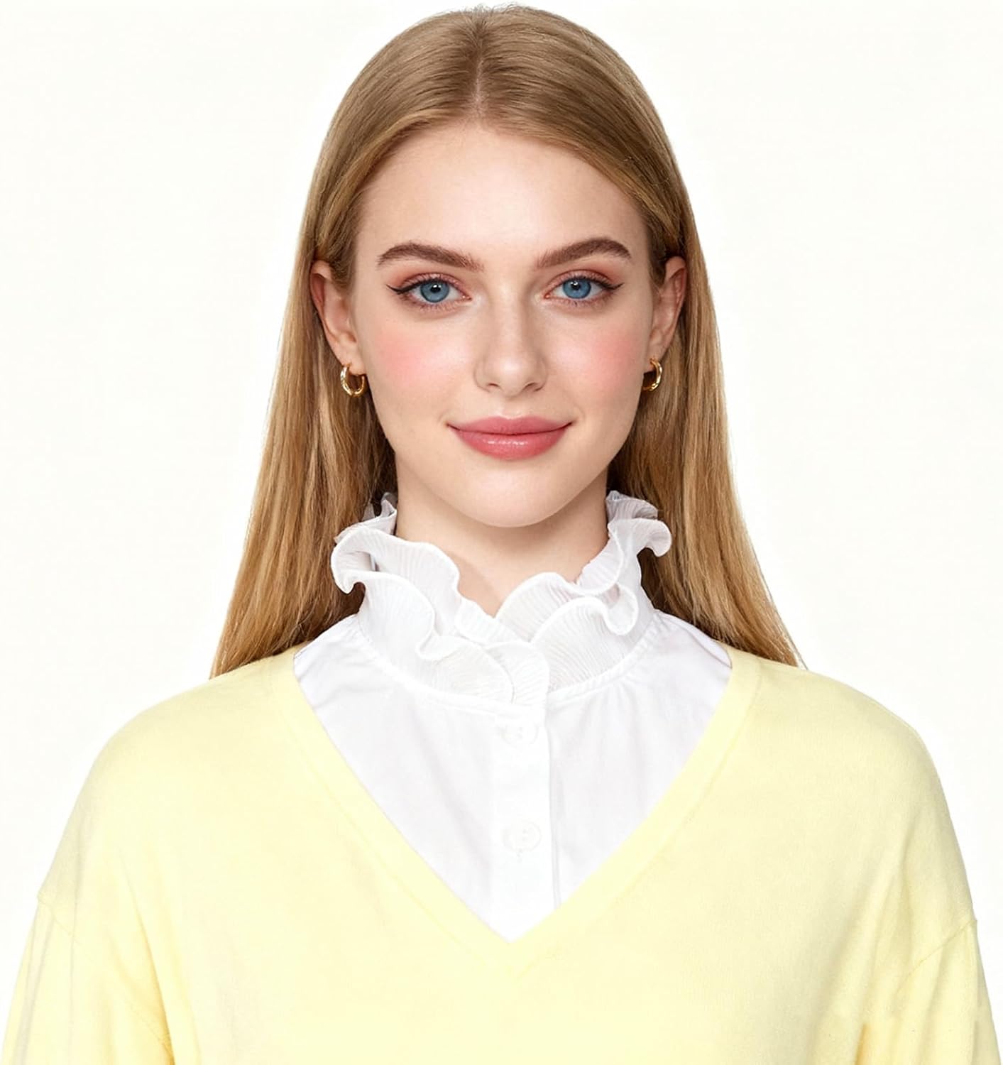 Fake Collar Women Detachable Dickey Collar White Chiffon Victorian Faux Shirt Adjustable Elastic Straps Versatile Fashion Accessory - Image 5