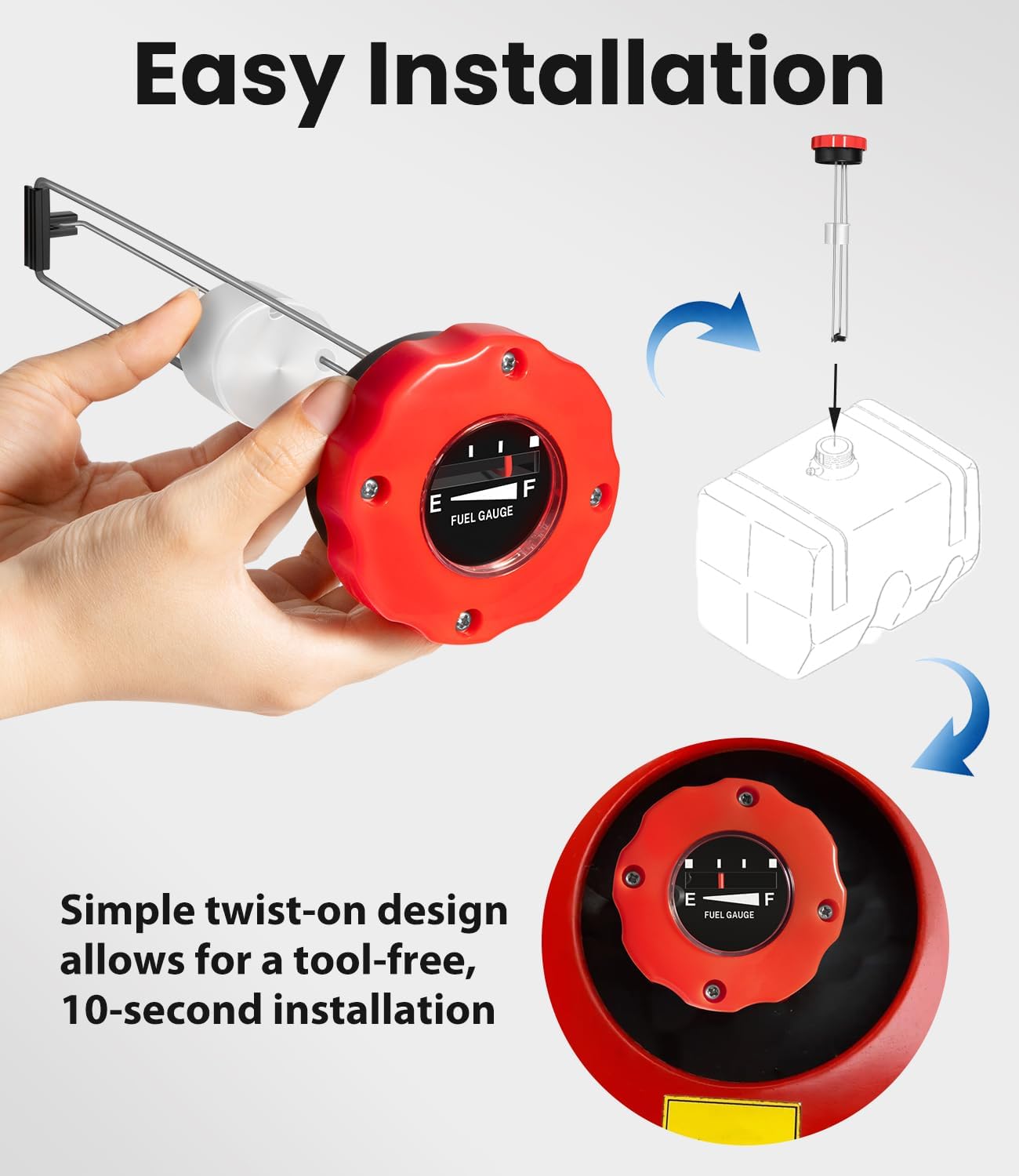 CH15741 Fuel Tank Cap with Gauge for John Deere 650 750 850 950 and Yanmar YM140 YM147 YM186 YM226 YM336 YM2500 YM3000 Tractors, Replaces 194145-04302 194145-04300 194145-04301 CH11096