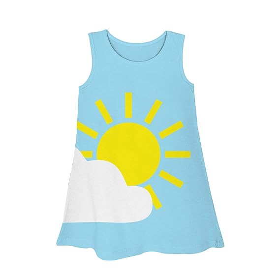YouGotPlanB Sunny 100% Cotton Summer Dress for Girls Pool Blue