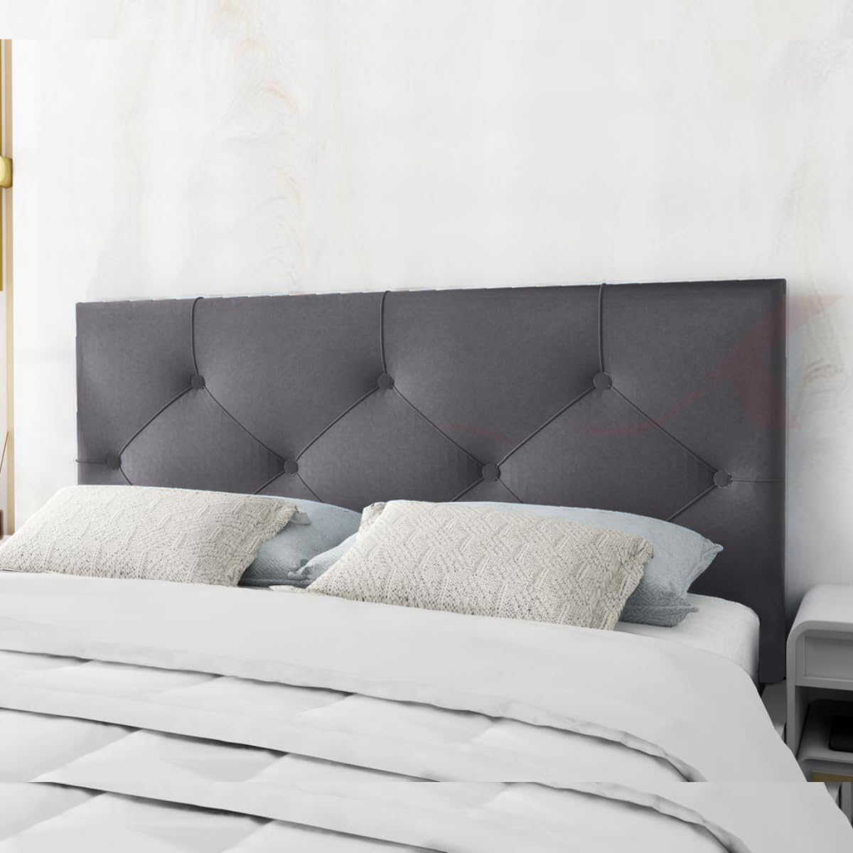 STOREX 24 inch Plush Fabric Padded Headboard For Devan Bed Bedroom Furniture Size 2Ft 6Inch/ 3Ft/ 4 Ft/ 4Ft 6Inch/ 5Ft /6Ft -24 Inch Height (CHRCOL, 5FT King)