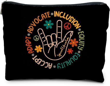 Asl Gifts Special Education Makeup Bag, Autism Teacher Gifts, Cosmetic Bags & Toiletry Bags