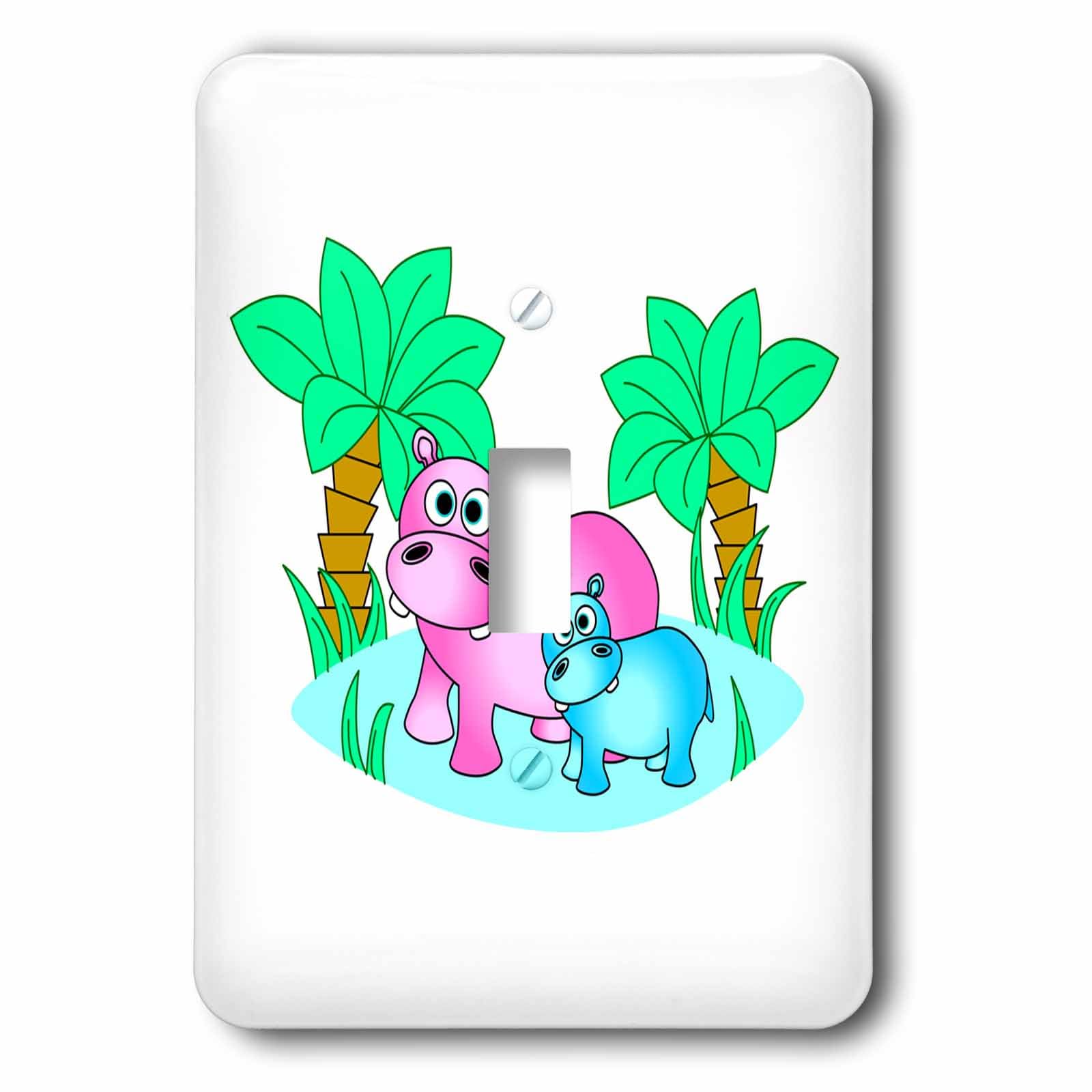 Interrupteur à bascule unique motif hippopotame multicolore 2,5 cm LSP_6337_2
