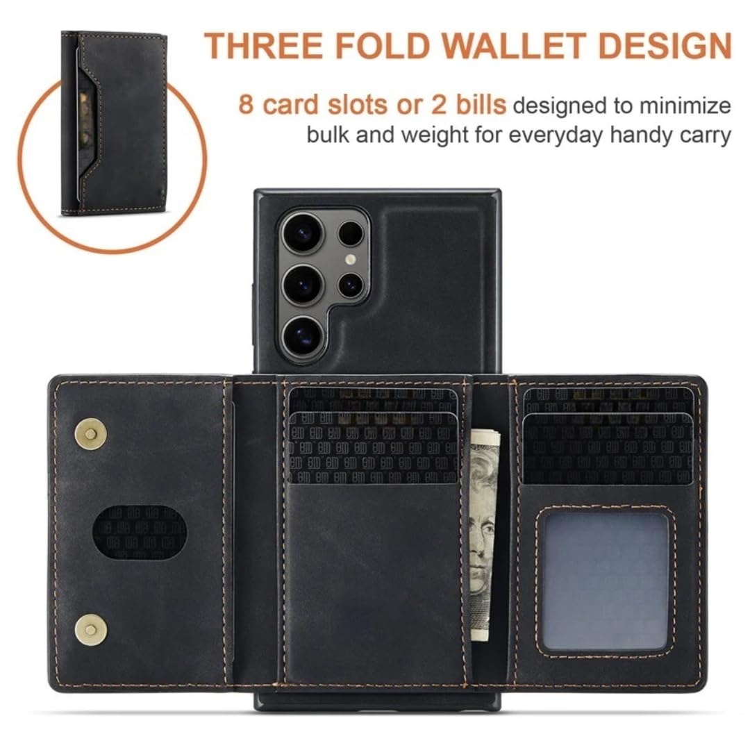 Funda para teléfono con Tarjetero Desmontable Tipo Cartera para Samsung Galaxy S25 Edge S26 Ultra S22 Plus S24 S23 S21 Fe A16 A56 A36 (para Galaxy A16 5G/Coffee)