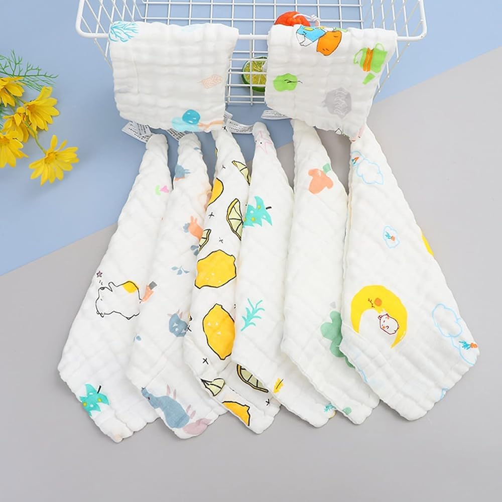 Dhruva Sales Baby Muslin Hanky | Cotton Reusable & Washable for Mouth & Face Wiping | Pack of 12 | Multicolor 4