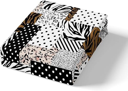 Miniatura 4 de Funda de edredón de puntos negros y blancos tamaño Queen para niños y niñas, juego de ropa de cama a rayas a rayas de pelo de animal funda de