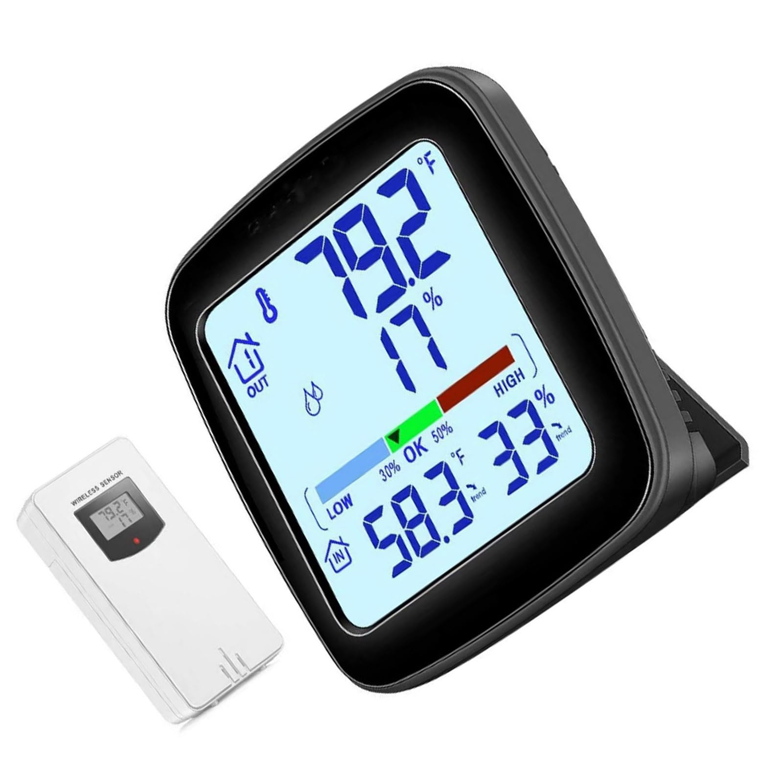 Digitaler ABS Feuchtigkeits Thermograph mit klarer Innenanzeige und energieeffizientem Digital Hygrometer für Badeanzüge