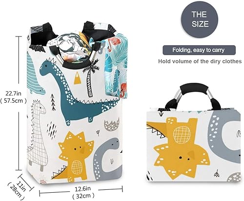 Miniatura 3 de senya Cesta de almacenamiento grande con asas, organizador plegable para ropa de guardería, juguetes, estilo dinosaurio escandinavo