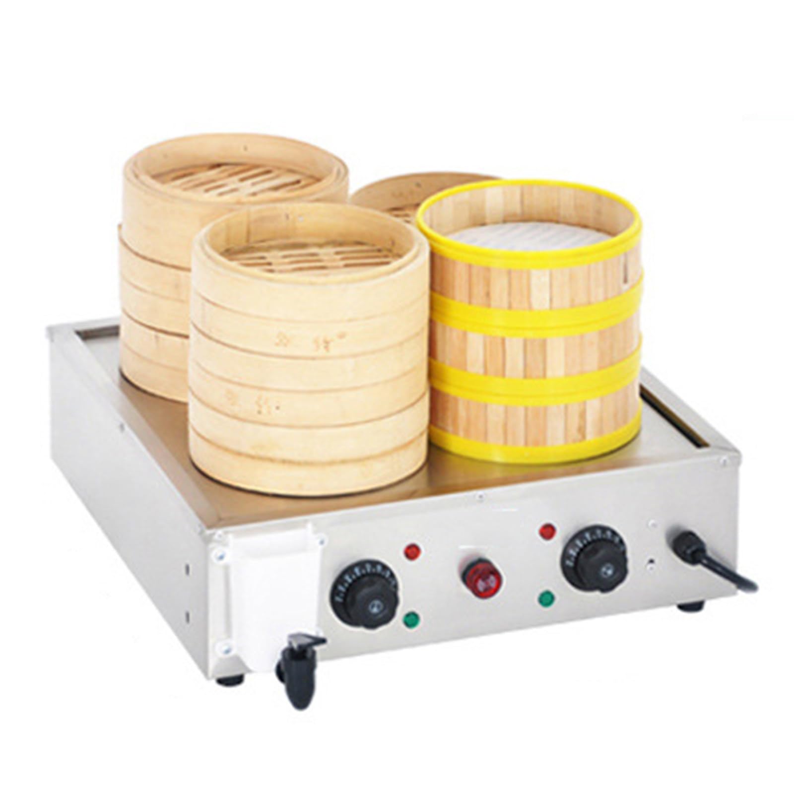 Vaporera Comercial para Alimentos, Cuatro Orificios, máquina eléctrica para Hacer Bollos al Vapor, Horno de Vapor para Pan con Temperatura de 30 a 110 ℃, Alarma de ebullición en s