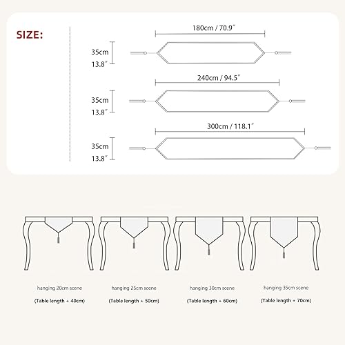 Miniatura 7 de SEASHORE TREE Camino de mesa de lino sintético resistente al agua con borlas, bufandas de aparador para fiestas, bodas, decoración del hogar (beige,