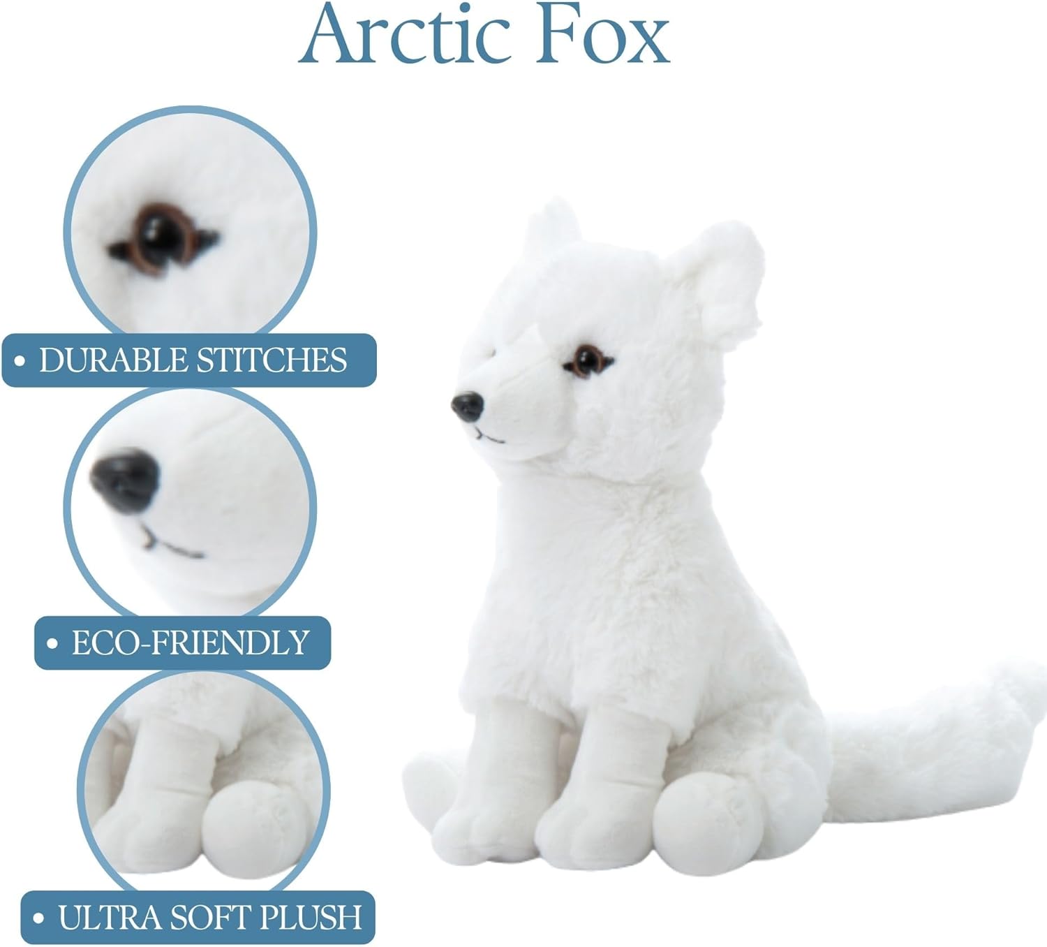 The Petting Zoo Arctic Fox Stuffed Animal, Gifts for Kids, Wild Onez Zoo Animals, Arctic Fox Plush Toy 12 inches