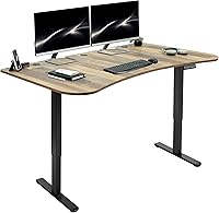 Vista 45 de VIVO DESK-KIT-E2B1B - Escritorio eléctrico de pie con motor doble, ajuste de altura de memoria, serie E2B, marco negro superior negro, DESK-KIT-E2B1B