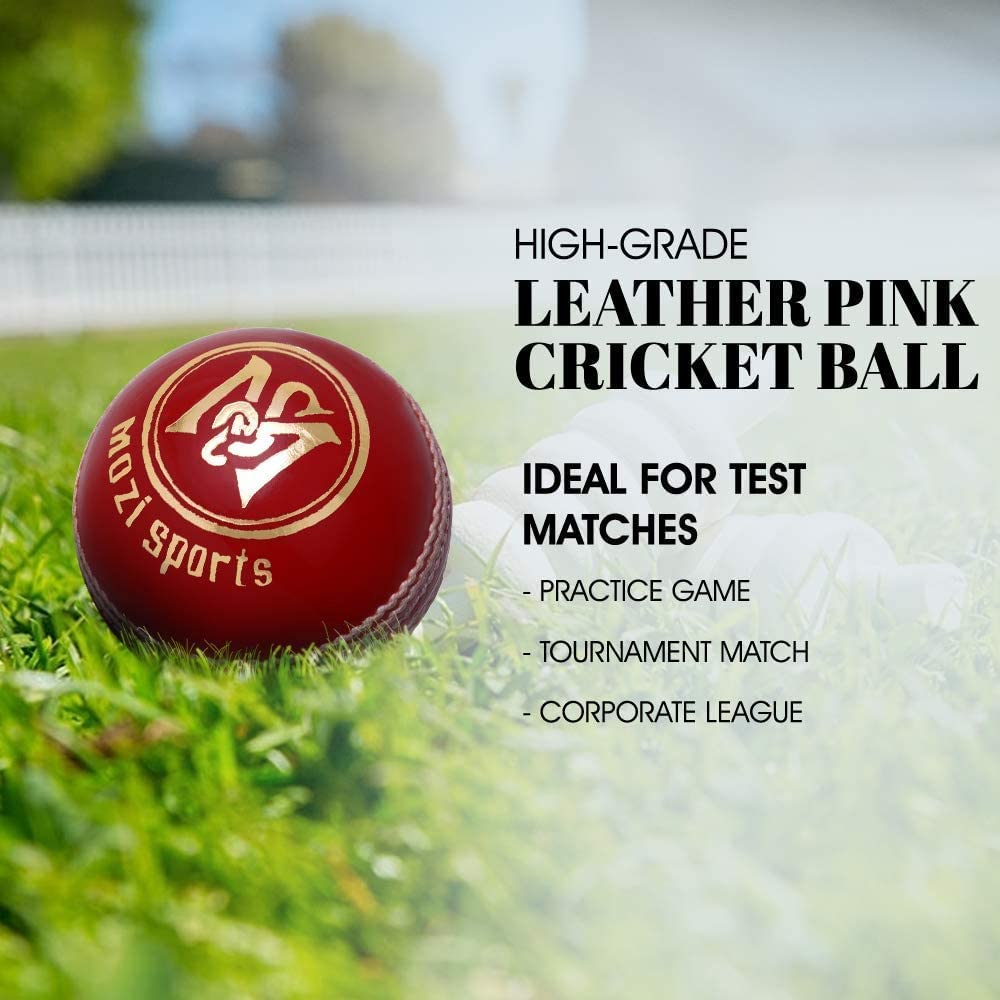 Mozi Sports® Leather Cricket Ball Senior Hand Stitched Match Quality Balls Weight 5.50oz (3x Red H-Stitched) - Image 2