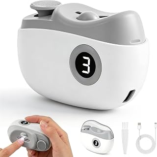 Electric Nail Clippers 3-in-1 Automatic, Electric Nail Trimmer and Toenail Clipper with LED Light, Dust Storage and Polishing, Safe for Seniors, Adults, Kids and Baby -White