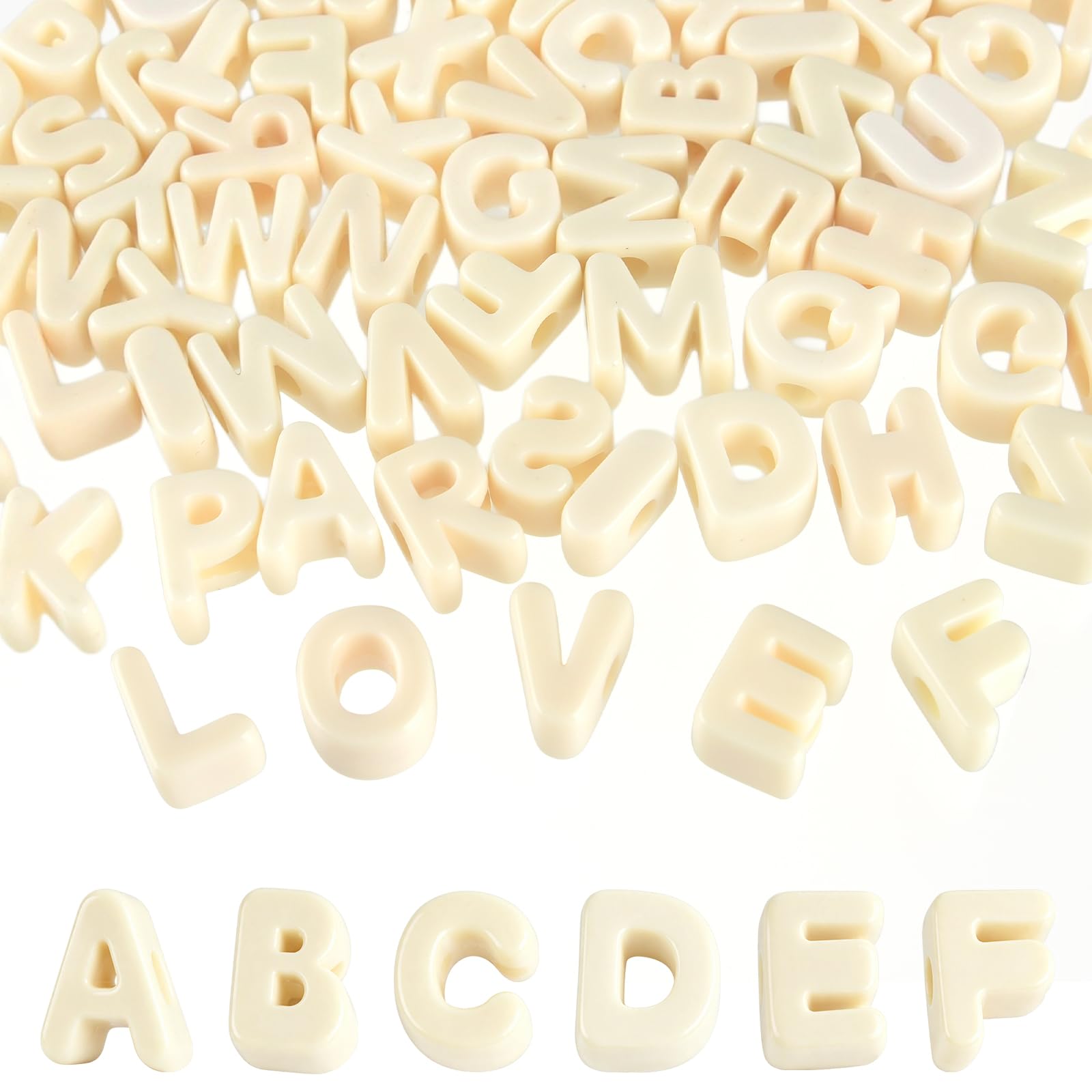 NEBURORA 78 Pcs White Large Hole Letter Beads Charms for Jewelry Making — image 1